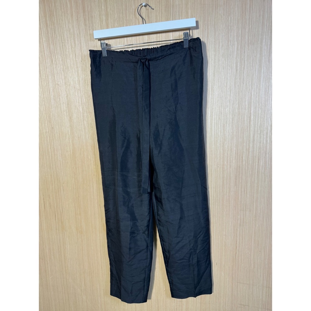 Donna Karan Intimates Black 100% Silk Elastic Waist Straight Leg Pants Small